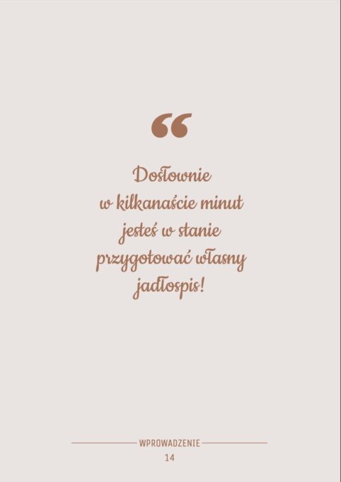 Cytat podkreślający, że dzięki puzzlodiecie, można szybko przygotować własny jadłospis.
