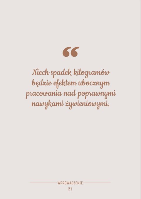 Cytat dotyczący spadku kilogramów w fekcie poprawy nawyków żywieniowych